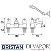Bristan Lever Bath Shower Mixer 3 Inch Levers 8 Litre Flow Limit Dimensions